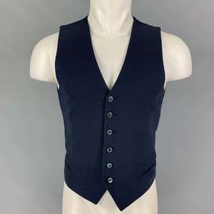 ROYAL ROW Navy Wool Cotton V-Neck Vest